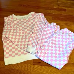 Pink and White Checked sweatsuit set